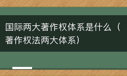 国际两大著作权体系是什么（著作权法两大体系）