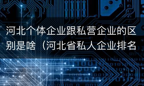 河北个体企业跟私营企业的区别是啥（河北省私人企业排名）