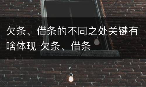 欠条、借条的不同之处关键有啥体现 欠条、借条