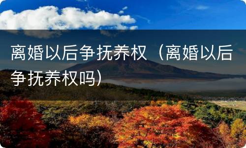 离婚以后争抚养权（离婚以后争抚养权吗）