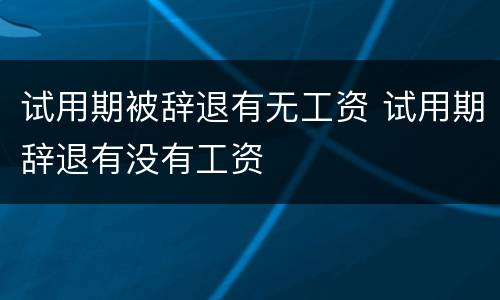 试用期被辞退有无工资 试用期辞退有没有工资
