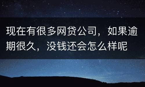 现在有很多网贷公司，如果逾期很久，没钱还会怎么样呢