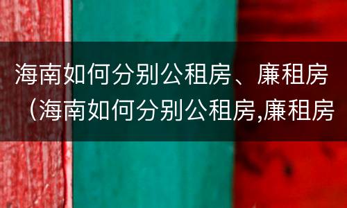 海南如何分别公租房、廉租房（海南如何分别公租房,廉租房和住宅）