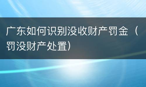 广东如何识别没收财产罚金（罚没财产处置）