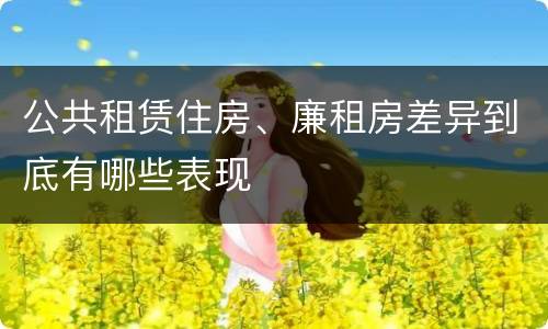 公共租赁住房、廉租房差异到底有哪些表现