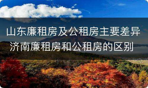 山东廉租房及公租房主要差异 济南廉租房和公租房的区别