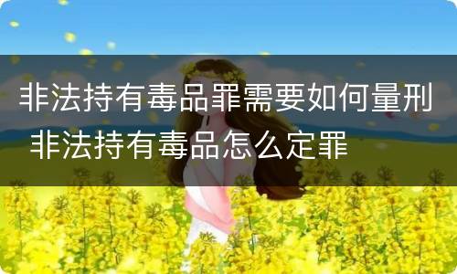 非法持有毒品罪需要如何量刑 非法持有毒品怎么定罪