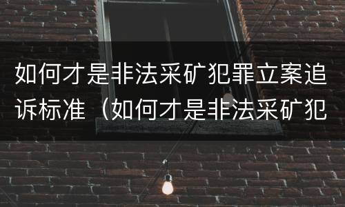 如何才是非法采矿犯罪立案追诉标准（如何才是非法采矿犯罪立案追诉标准呢）