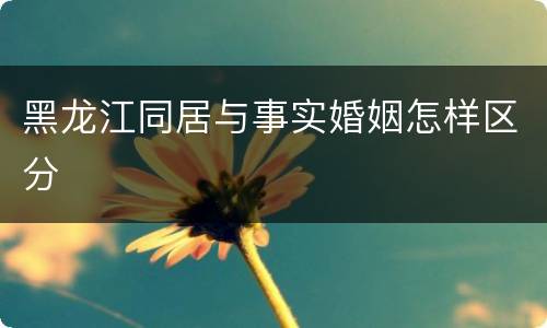 黑龙江同居与事实婚姻怎样区分