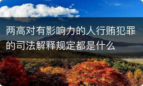 两高对有影响力的人行贿犯罪的司法解释规定都是什么