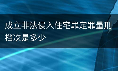 成立非法侵入住宅罪定罪量刑档次是多少