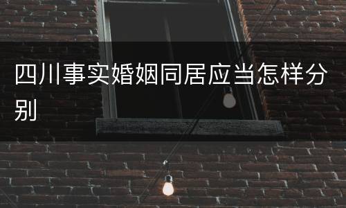 四川事实婚姻同居应当怎样分别