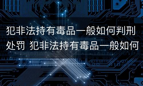 犯非法持有毒品一般如何判刑处罚 犯非法持有毒品一般如何判刑处罚