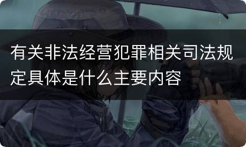 有关非法经营犯罪相关司法规定具体是什么主要内容