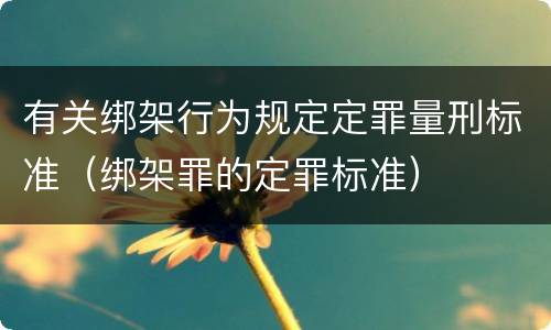 有关绑架行为规定定罪量刑标准（绑架罪的定罪标准）