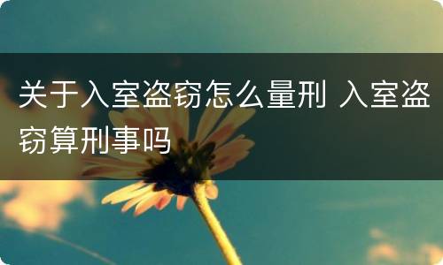 关于入室盗窃怎么量刑 入室盗窃算刑事吗