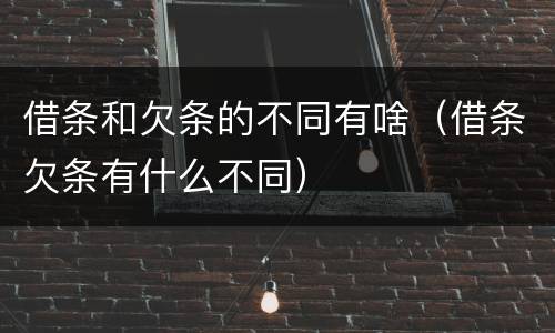 借条和欠条的不同有啥（借条欠条有什么不同）