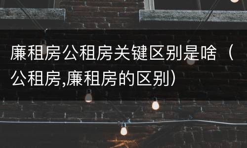 廉租房公租房关键区别是啥（公租房,廉租房的区别）