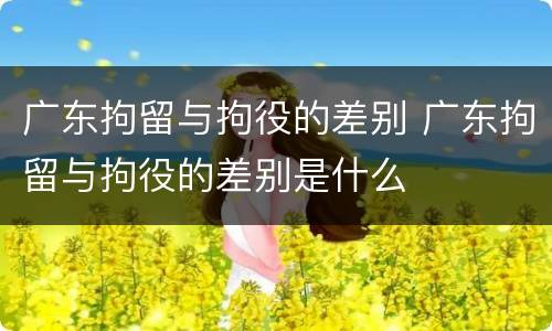 广东拘留与拘役的差别 广东拘留与拘役的差别是什么
