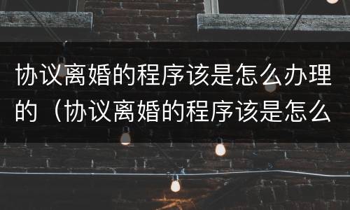 协议离婚的程序该是怎么办理的（协议离婚的程序该是怎么办理的手续）