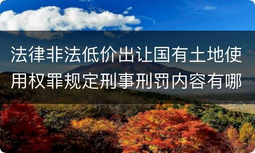 法律非法低价出让国有土地使用权罪规定刑事刑罚内容有哪些