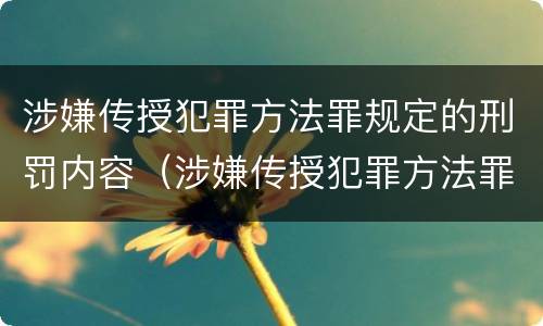 涉嫌传授犯罪方法罪规定的刑罚内容（涉嫌传授犯罪方法罪规定的刑罚内容不包括）