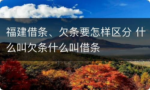 福建借条、欠条要怎样区分 什么叫欠条什么叫借条