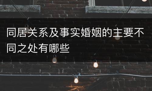 同居关系及事实婚姻的主要不同之处有哪些