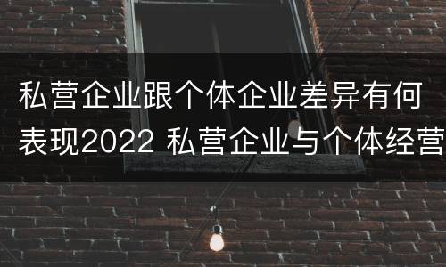 私营企业跟个体企业差异有何表现2022 私营企业与个体经营企业的区别