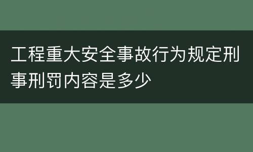 工程重大安全事故行为规定刑事刑罚内容是多少