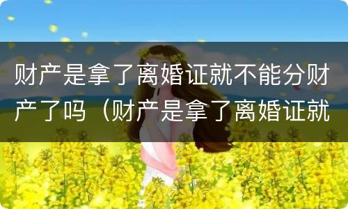 财产是拿了离婚证就不能分财产了吗（财产是拿了离婚证就不能分财产了吗怎么办）