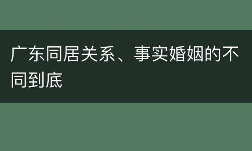 广东同居关系、事实婚姻的不同到底