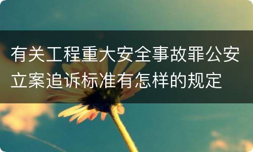 有关工程重大安全事故罪公安立案追诉标准有怎样的规定