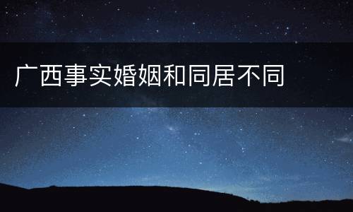 广西事实婚姻和同居不同