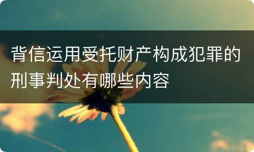 背信运用受托财产构成犯罪的刑事判处有哪些内容