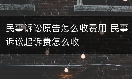 民事诉讼原告怎么收费用 民事诉讼起诉费怎么收