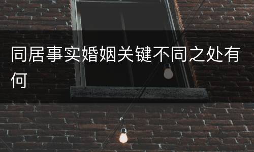 同居事实婚姻关键不同之处有何