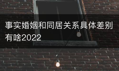 事实婚姻和同居关系具体差别有啥2022
