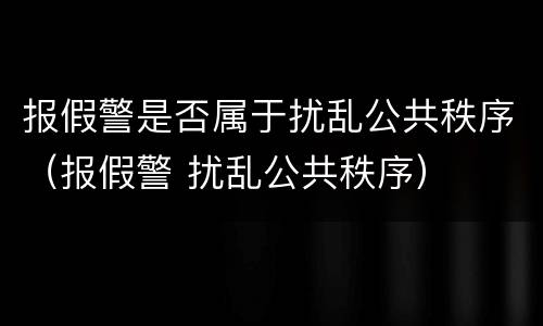 报假警是否属于扰乱公共秩序（报假警 扰乱公共秩序）