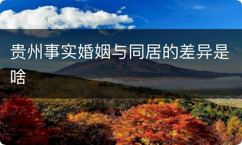 贵州事实婚姻与同居的差异是啥