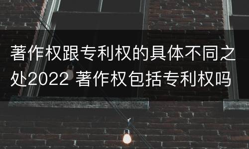 著作权跟专利权的具体不同之处2022 著作权包括专利权吗