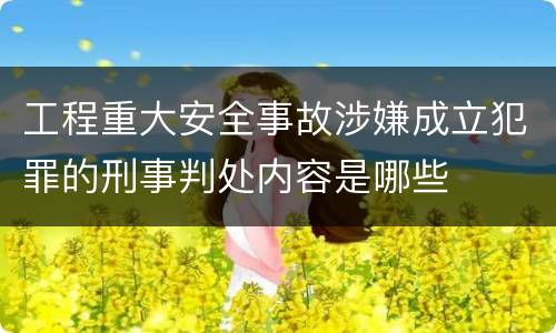 工程重大安全事故涉嫌成立犯罪的刑事判处内容是哪些