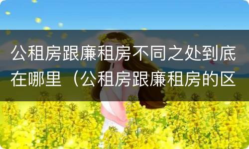 公租房跟廉租房不同之处到底在哪里（公租房跟廉租房的区别在哪里）