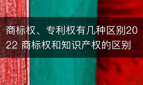 商标权、专利权有几种区别2022 商标权和知识产权的区别