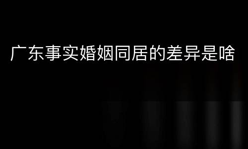 广东事实婚姻同居的差异是啥