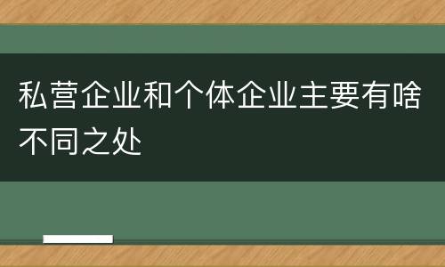 私营企业和个体企业主要有啥不同之处