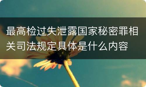 最高检过失泄露国家秘密罪相关司法规定具体是什么内容