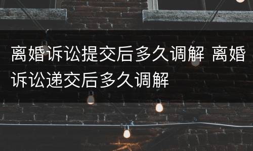 离婚诉讼提交后多久调解 离婚诉讼递交后多久调解