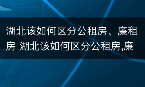 湖北该如何区分公租房、廉租房 湖北该如何区分公租房,廉租房和住宅