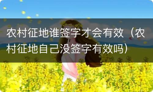 农村征地谁签字才会有效（农村征地自己没签字有效吗）
